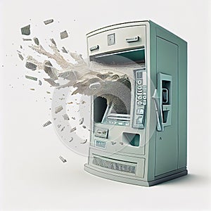 Broken ATM spews paper money photo