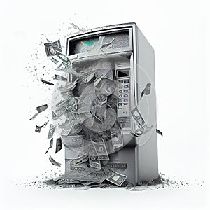 Broken ATM spews paper money photo