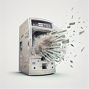 Broken ATM spews paper money photo