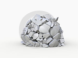 Broken ball shape in hundreds of pieces - closeup -  broken template image