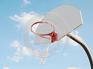 Broken basketball hoop