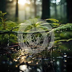 Broken Beauty: Even in their fragmented state, spider webs adorned with dewdrops or rain showcase nature's fragile beauty