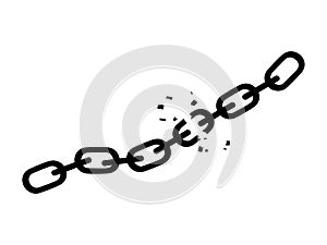 Broken black chain. Freedom concept. vector illustration