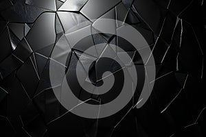 Broken black glass texture,   render abstract background with cracks
