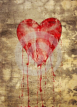 Broken and bleeding heart photo