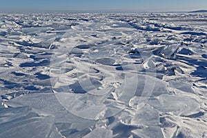 Broken blocks of ice on the frozen lake, Khovsgol photo
