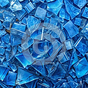 Broken Blue Glass Surface Texture for Banner or Backdrop