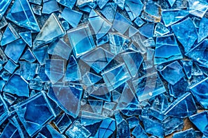 Broken Blue Glass Surface Texture for Banner or Backdrop