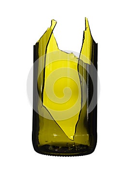 Broken bottle green isolated on white background