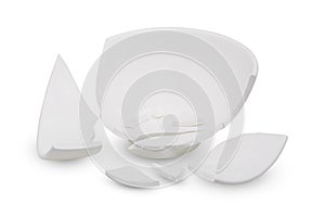 Broken Bowl isolated on white background.