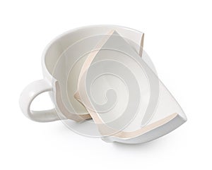 Broken Bowl  on white background, with clipping path