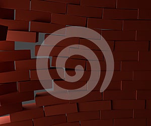 Broken brick wall, close-up