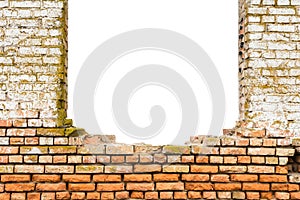 Broken bricks wall. Conceptual composition.