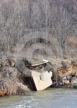 Broken bridge near Ploiesti, Romania, Europe, violent flood