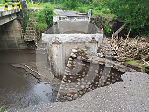 Broken bridge because rain at night on Lembata Nusa tenggara timur