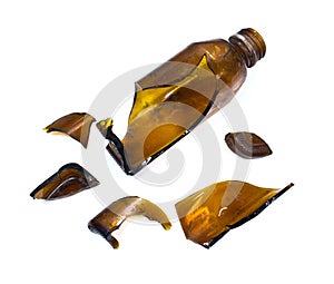 Broken brown bottle