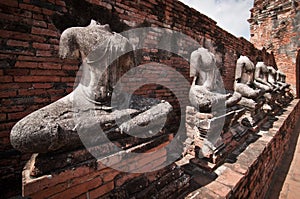 Broken Buddha Statue at Wat Chaiwattanaram Ayutthaya, Thailand.