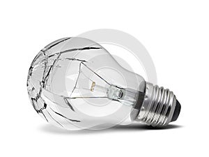 Broken bulb, white background