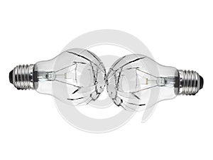 Broken bulb, white background