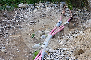 Broken cable in the ground.