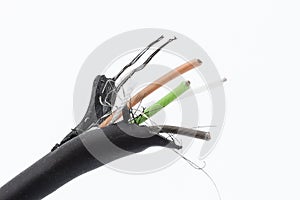 Broken cable on a light background