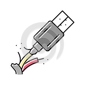 broken cable usb color icon vector illustration