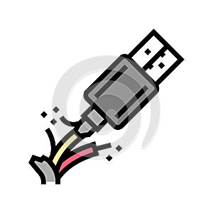 broken cable usb color icon vector illustration