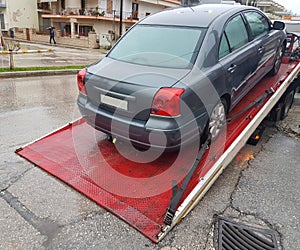 Broken car assistance car on the lorry transported for service