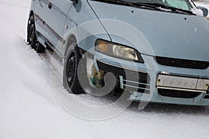 Broken car bumper close up