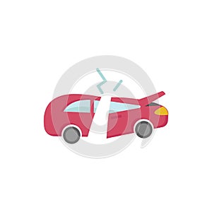 broken car clipart. broken car isolated flat vector clipart