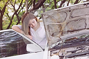 Broken car on the road