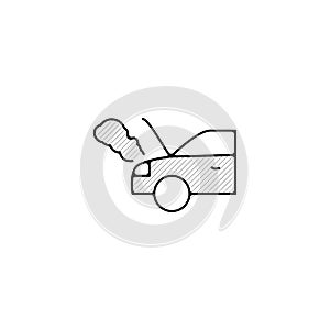 broken Car thin line icon. broken Car Hand Drawn thin line icon