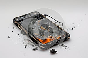 A broken cell phone lies abandoned on the ground, its screen cracked and shattered. The device appears to have suffered