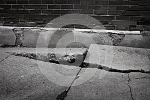 Broken Cement Sidewalk Big Cracks Dangerous
