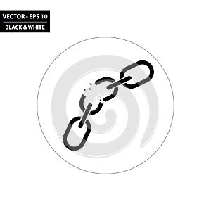 Broken chain black and white flat icon