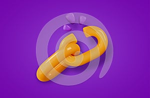 Broken chain 3d vector icon. Weakness chain link yellow color sign design element on purple background. Unsafety