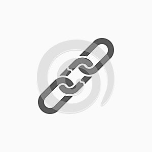 Broken chain icon, chain, link, connect, lock