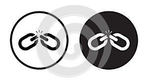 Broken chain icon vector isolated on circle background