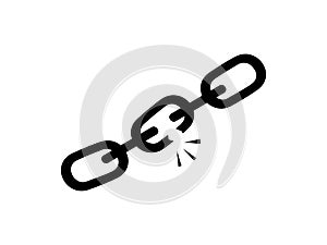 broken chain icon on white background. disconnection symbol for web design vector