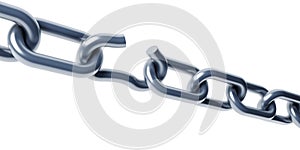 Broken chain isolated 3d