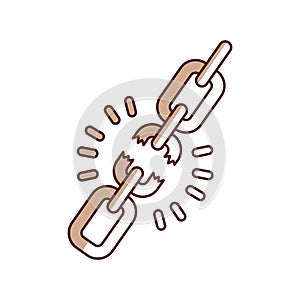 Broken chain isolated icon