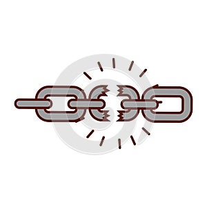 Broken chain isolated icon