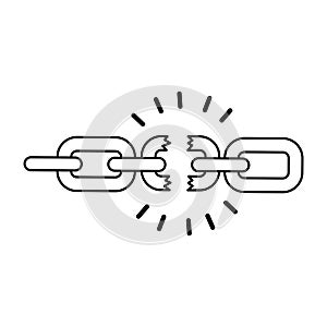 Broken chain isolated icon