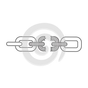 Broken chain isolated icon