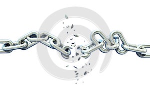 Broken chain isolated separation divorce broken - 3d rendering