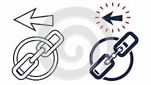 Broken chain link, disconnection and break symbol. vector design Generative AI