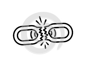 Broken chain link icon representing disconnection, weakness
