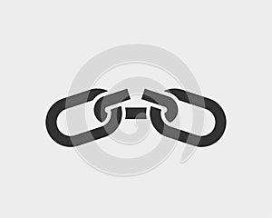 Broken chain link icon vector. Concept demage connection or join in business. Disconnect symbol isolated on white background
