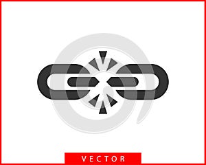 Broken chain link icon vector. Concept demage connection or join in business. Disconnect symbol isolated on white background