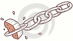 Broken chain link, symbolizing freedom and overcoming obstacles. vector design Generative AI
